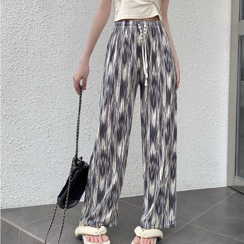 1PC New Tied Dye Wide Leg Casual Pants, Indoor/Outdoor,Lightweight,Summer Pants